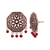Rangabati Maroon Beads Disc Earrings