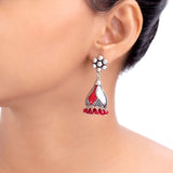 Rangabati Maroon Embellishments Jhumka Earrings