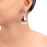 Rangabati Floral Oxidized Silver Plated Earrings