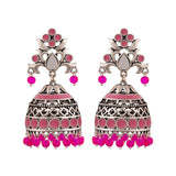Rangabati Pink Embellishments Jhumka Earrings