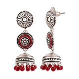 Rangabati Layered Maroon Beads Earrings
