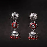 Rangabati Layered Maroon Beads Earrings