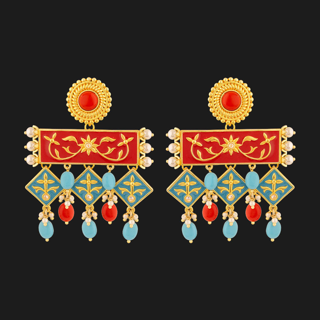 Neeladri Rangoli Pattern Earrings