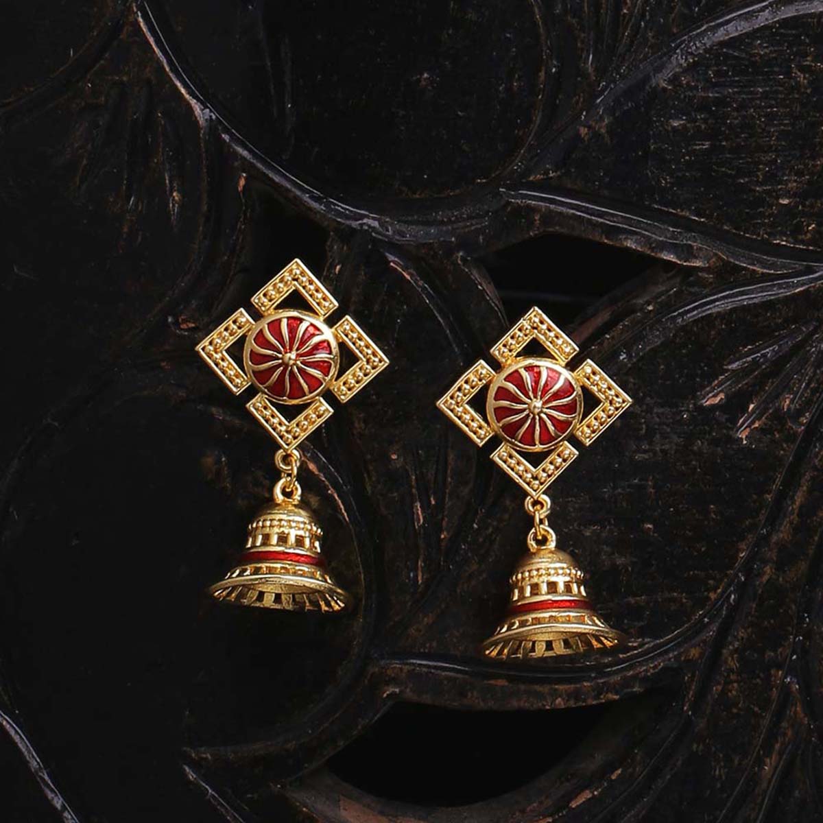 Temple Bell Tiny Jhumka Earrings