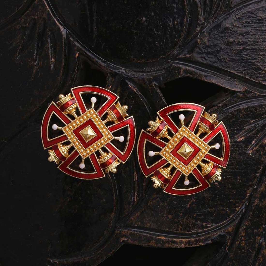 Temple Bell Round Stud Earrings