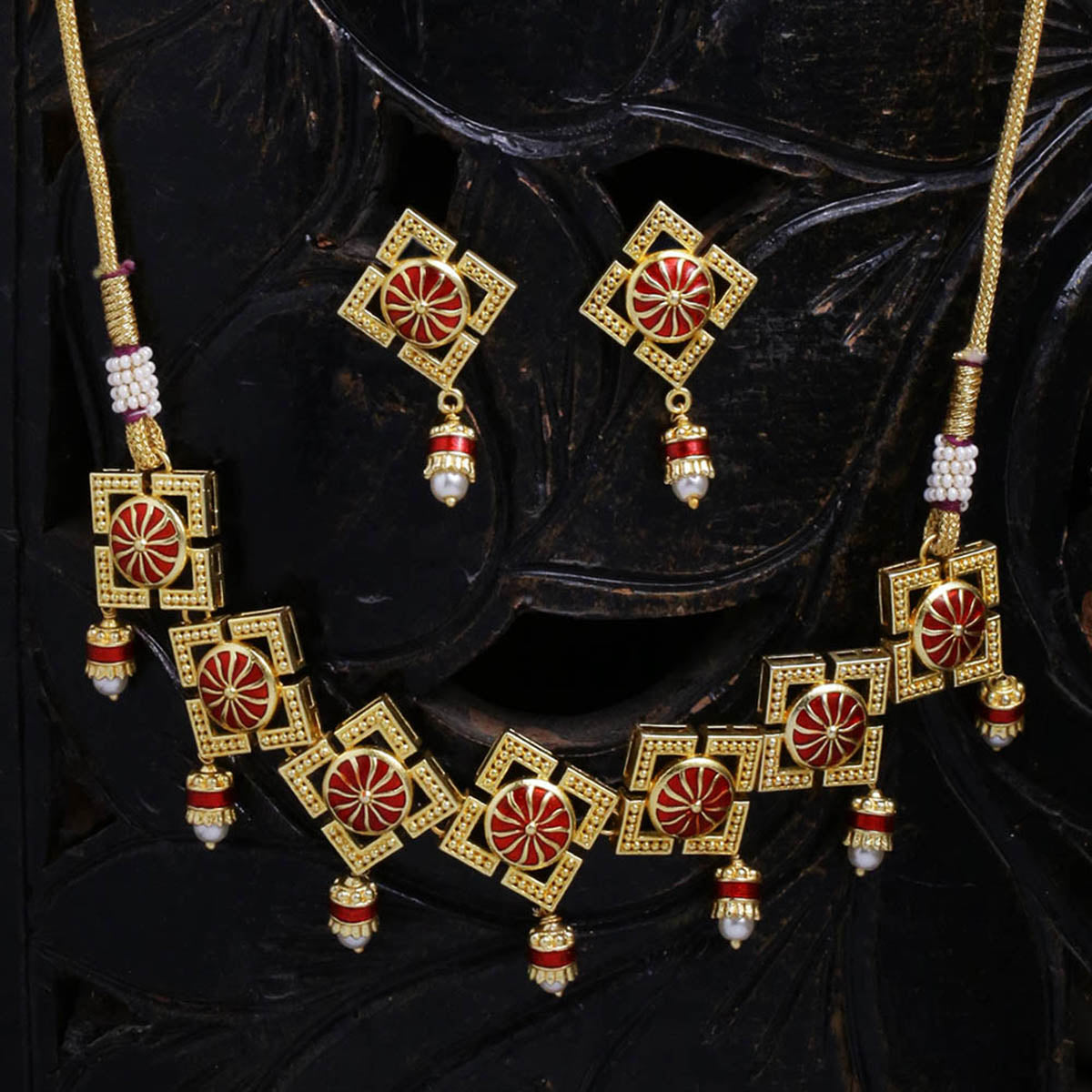 Temple Bell Gold Plated Necklace Set