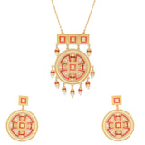 Temple Bell Rangoli Inspired Necklace Set