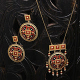 Temple Bell Rangoli Inspired Necklace Set