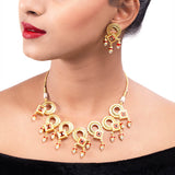 Temple Bell Faux Pearls Embellished Necklace Set