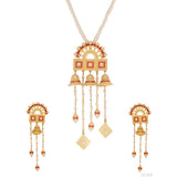 Temple Bell Tassels Drop Necklace Set