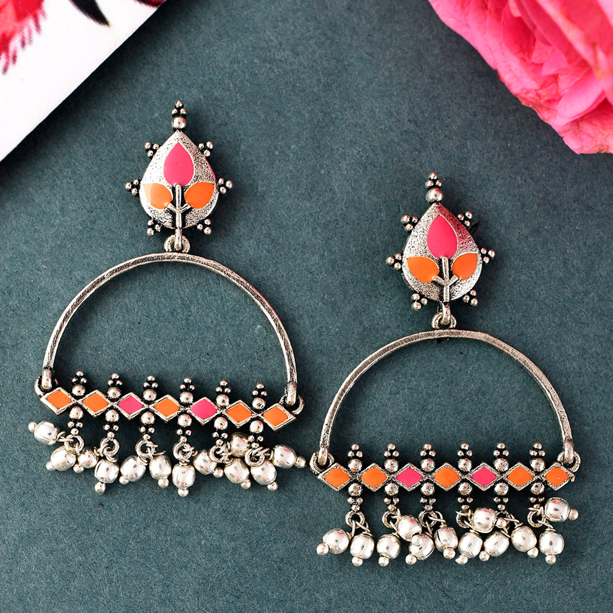 Bagh E Fiza Metal Embellisheds Earrings - Main Image