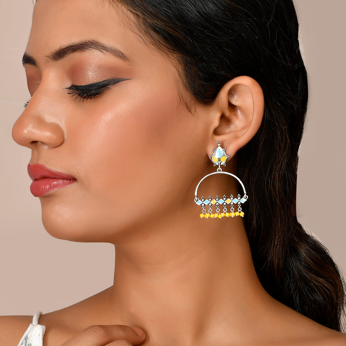Voylla Bagh E Fiza Yellow Beads Earrings 1 Pair