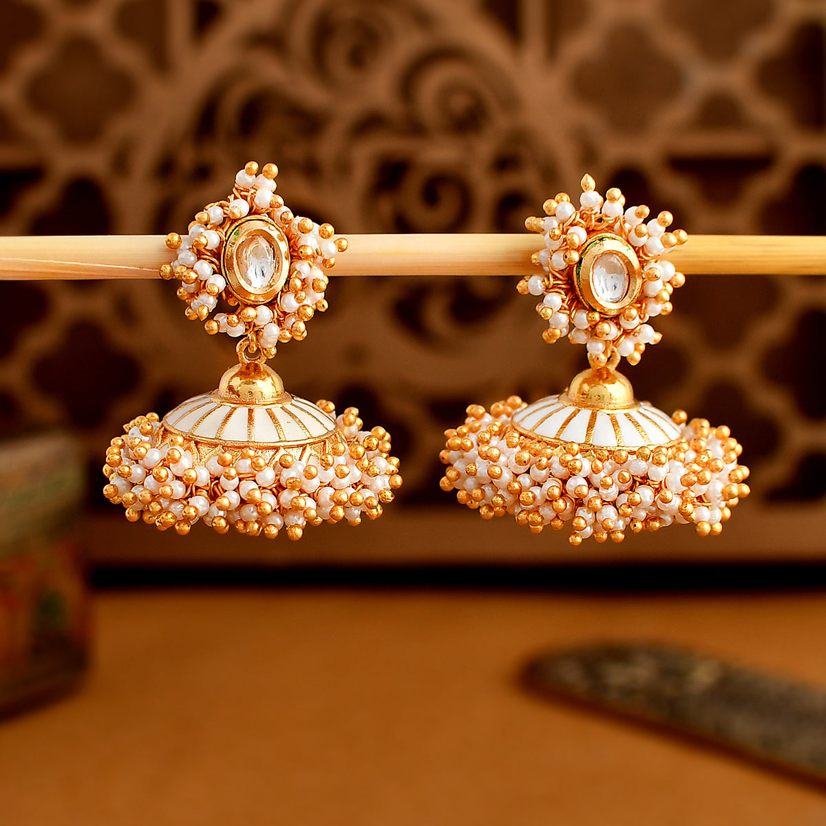 Flipkart.com - Buy Voylla Bharatnatyam Drape Textured Jhumka Earrings Brass  Jhumki Earring Online at Best Prices in India