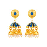 Khanak Jhumki Blue Enamel Earrings