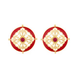 Swarnam Red Enamel Earrings