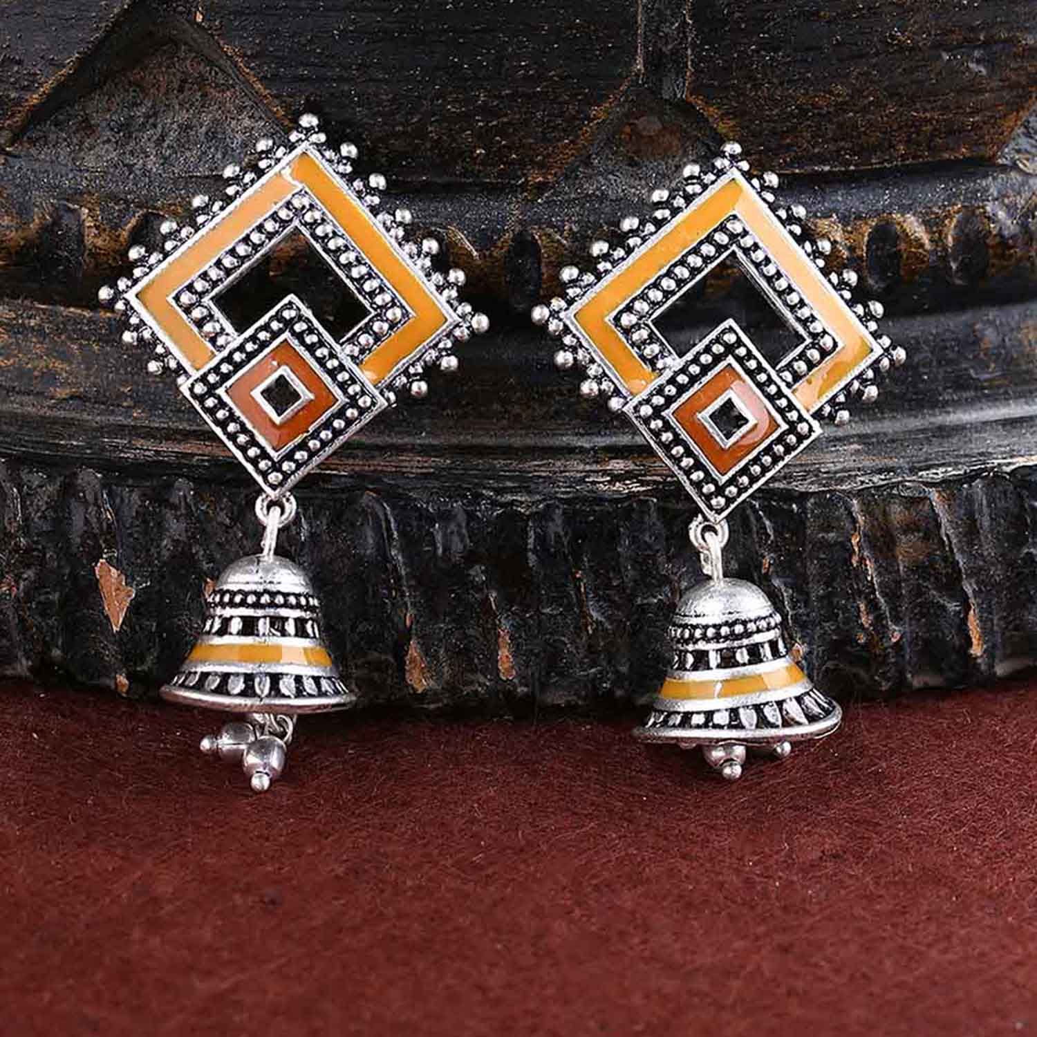 Sanwari Enameled Rhombus Earrings