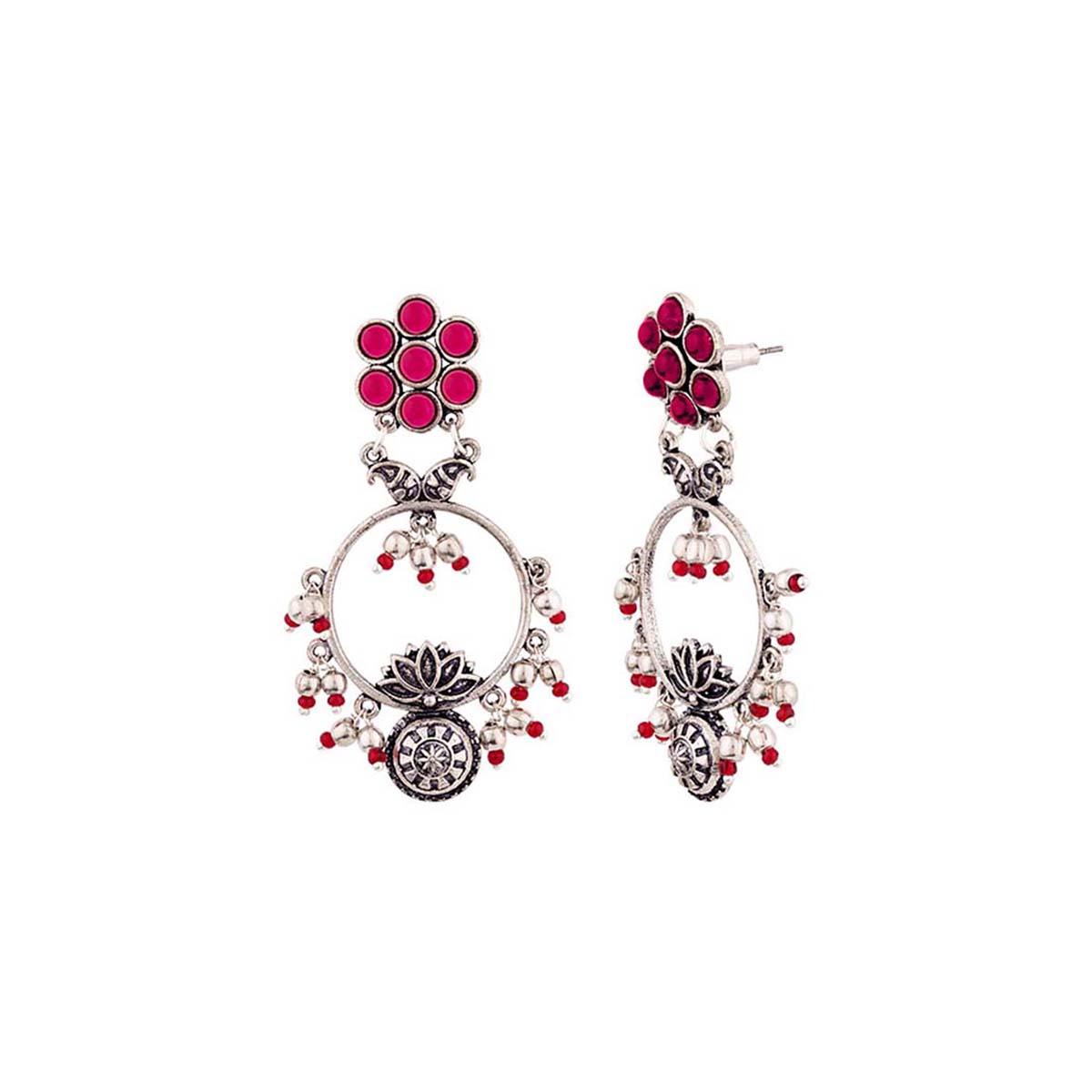 Abhira Floral Drop Style Hoop Earrings