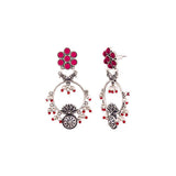 Abhira Floral Drop Style Hoop Earrings