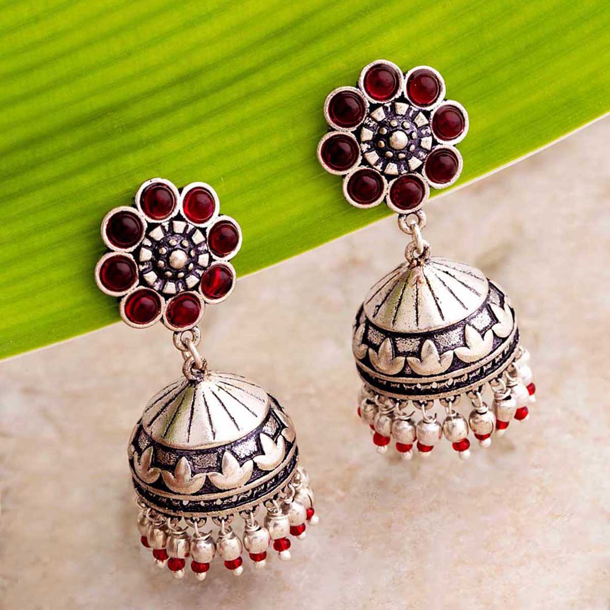 Party Wear Alloy Oxidized Silver Black Jhumki /Jhumka Earrings, Shape:  Round at Rs 165/pair in Delhi