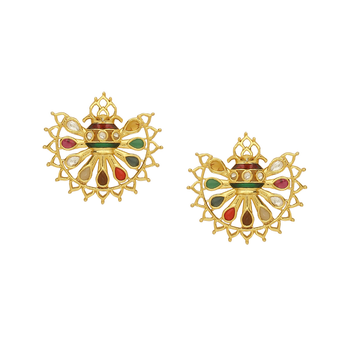 Navratan Temple Design Earrings