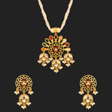 Navratan Zircon Gemstones Adorned Necklace Set
