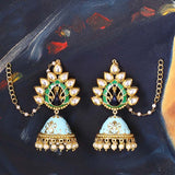 Manmayi Enameled Peacock Motif Earrings