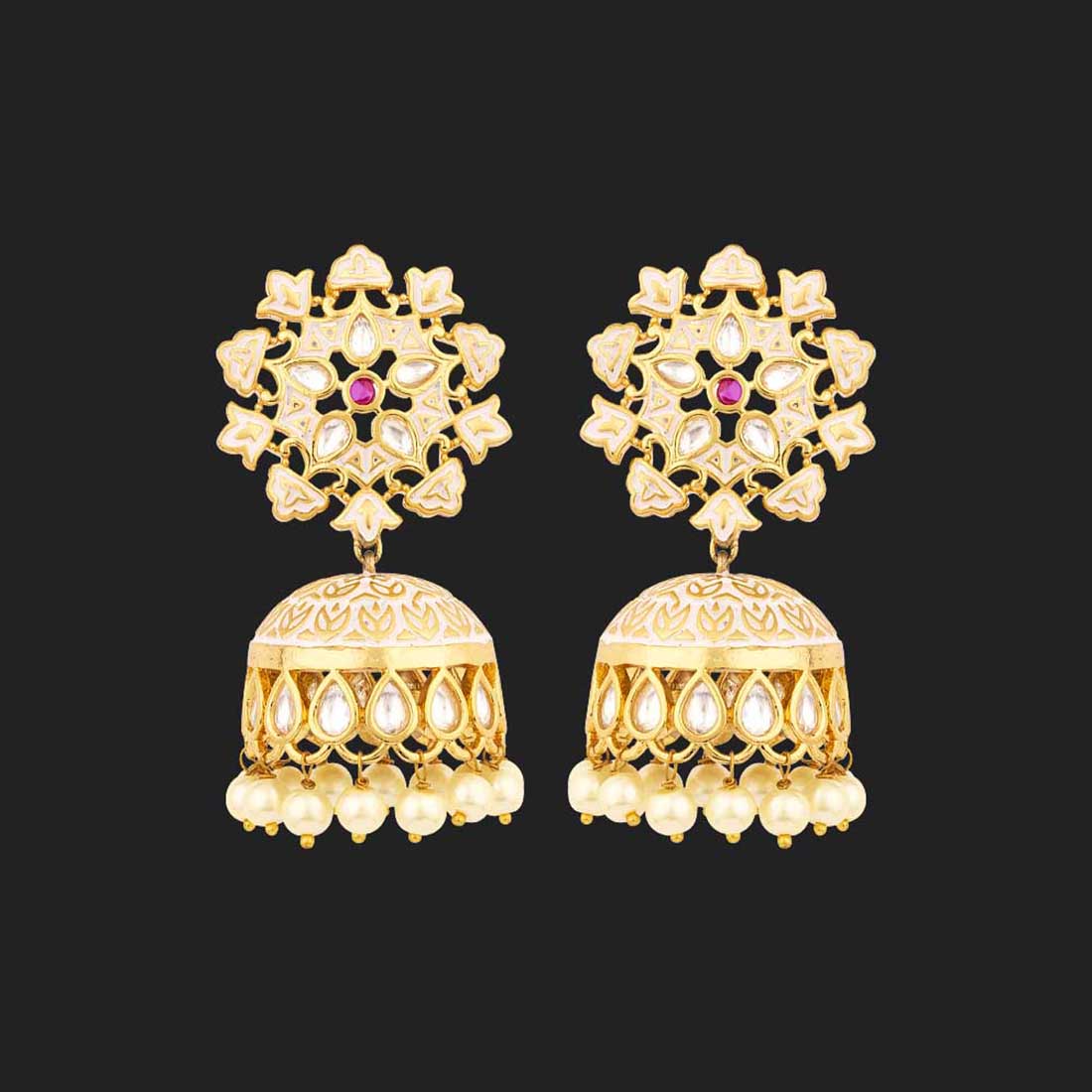 Udaipur Ethnic Kundan Gemstones Jhumka Earrings
