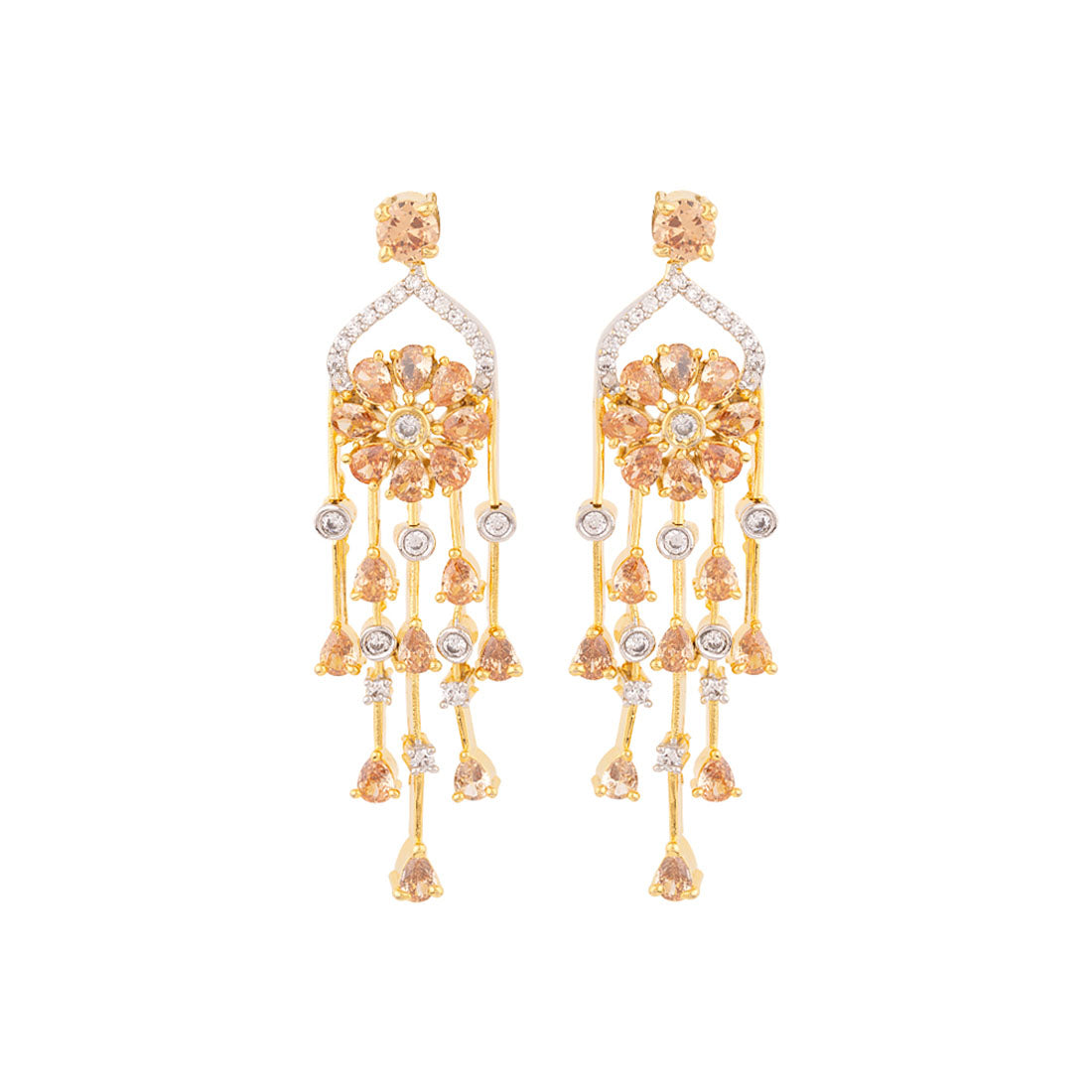 Heavily Embellished Tassels Drop Earrings