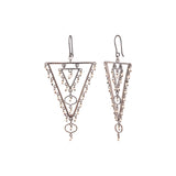 Jaali Pearl Layered Triangles Earrings