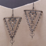 Jaali Pearl Layered Triangles Earrings