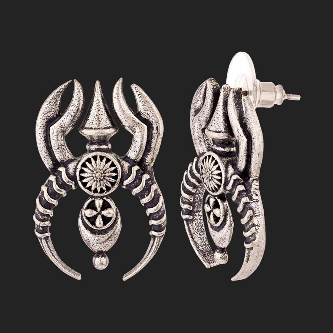 Durga Flames and Crescent Earrings