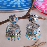Gwalior Floral and Ethnic Motifs Embossed Earrings