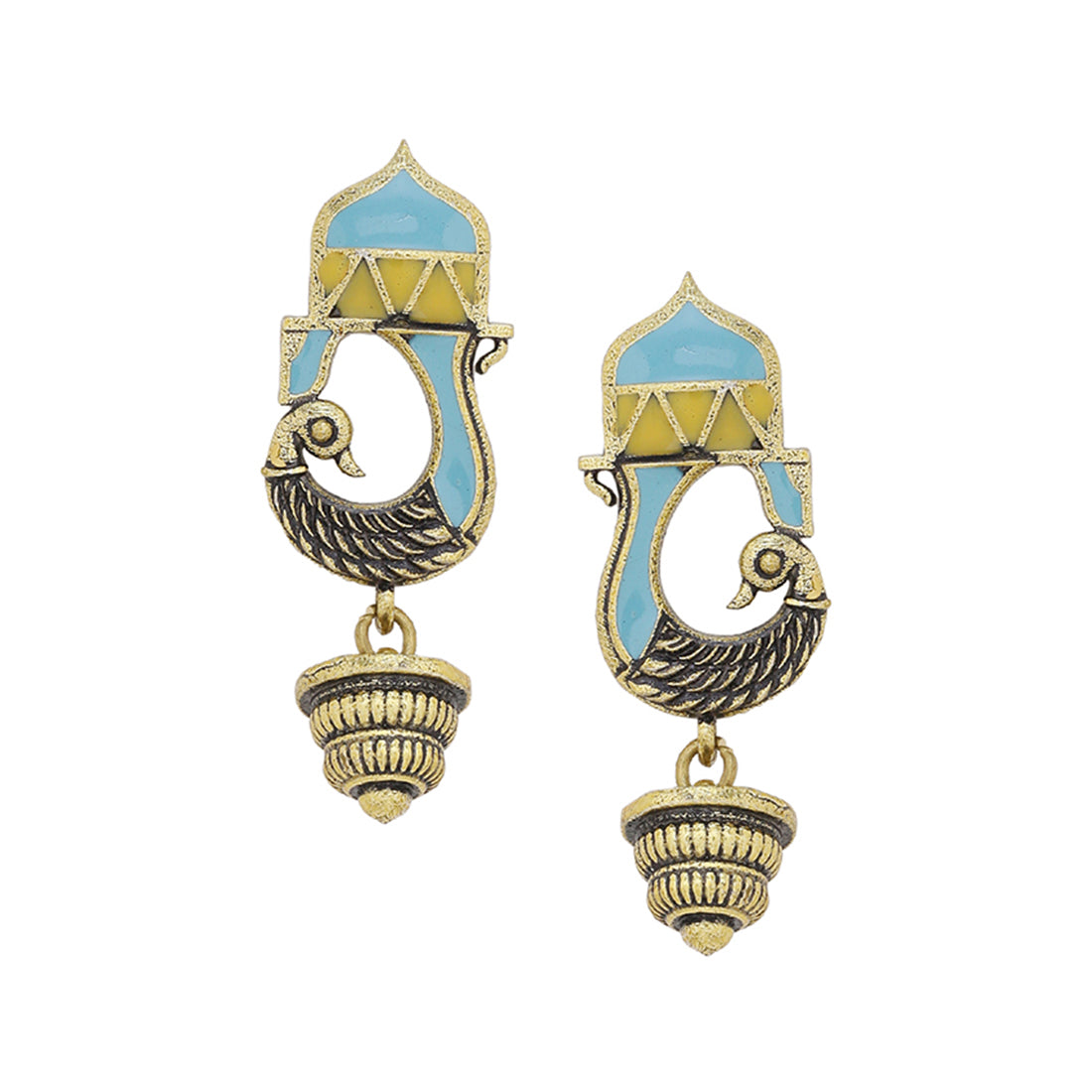 Gwalior Gold Toned Peacock Motif Earrings