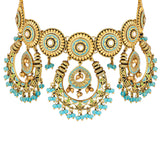 Gwalior Chandbali Drops Gold Toned Necklace Set