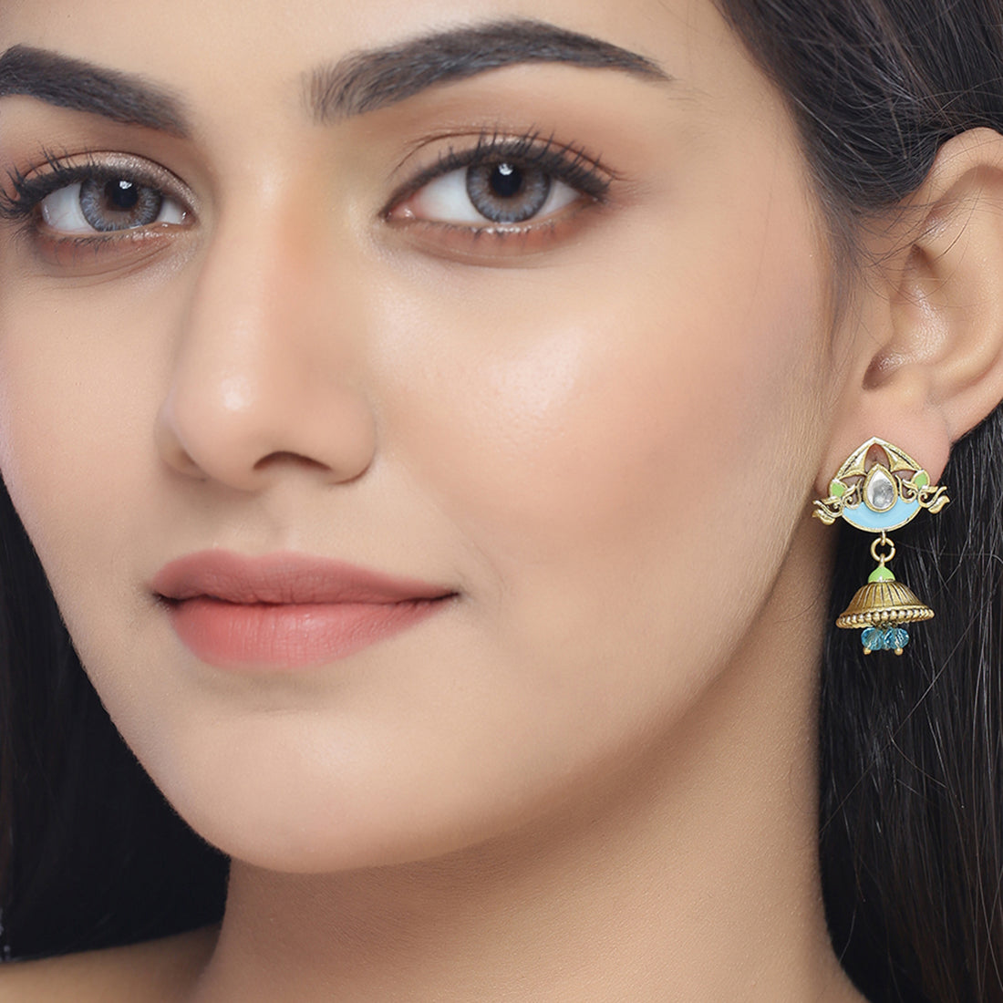 Gwalior Lightly Embellished Jhumka Earrings