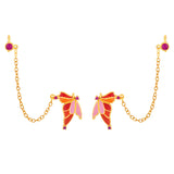Butterfly Kiss Drop Chain Orange Earrings