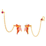 Butterfly Kiss Drop Chain Orange Earrings