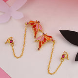 Butterfly Kiss Drop Chain Orange Earrings