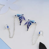 Butterfly Kiss Drop Chain Blue Earrings