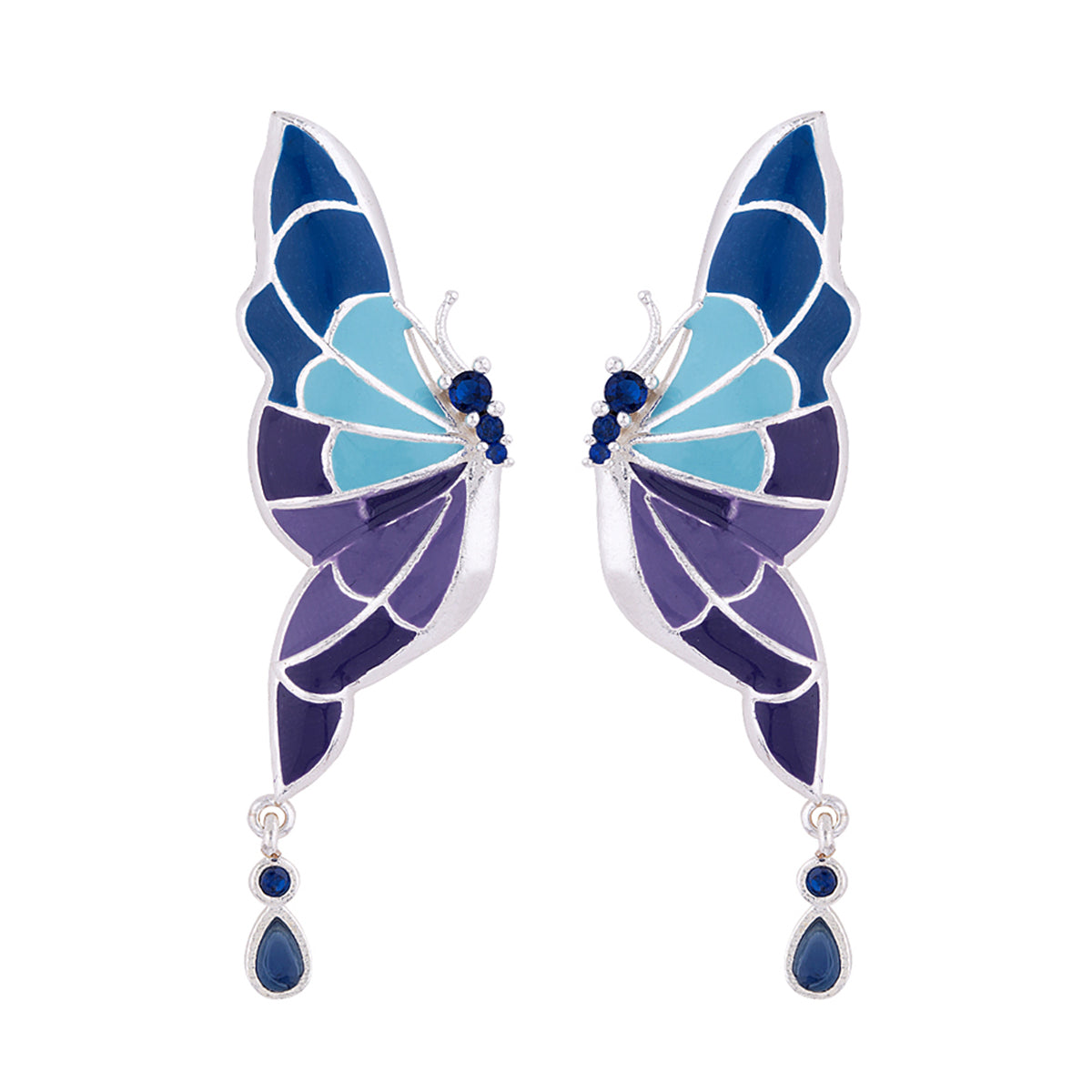 Butterfly Drop Studs - Blue