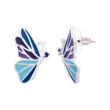 Butterfly Silver Kiss Blue Studs