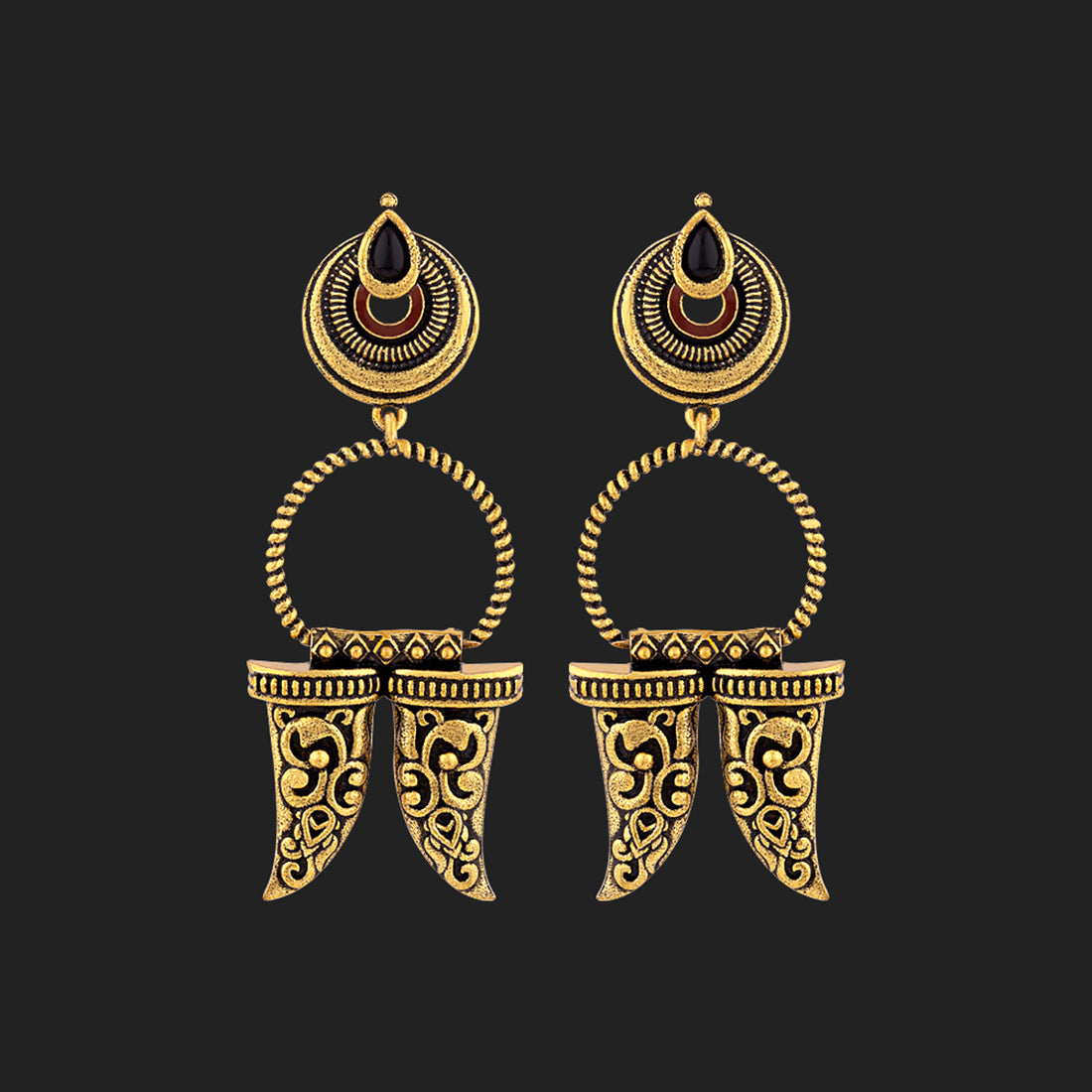 Durga Lion Nakha Dangler Earrings