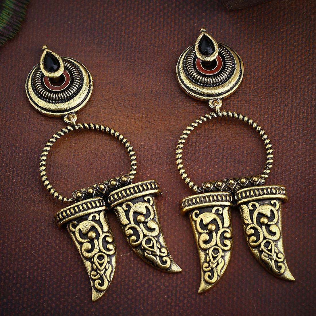 Durga Lion Nakha Dangler Earrings