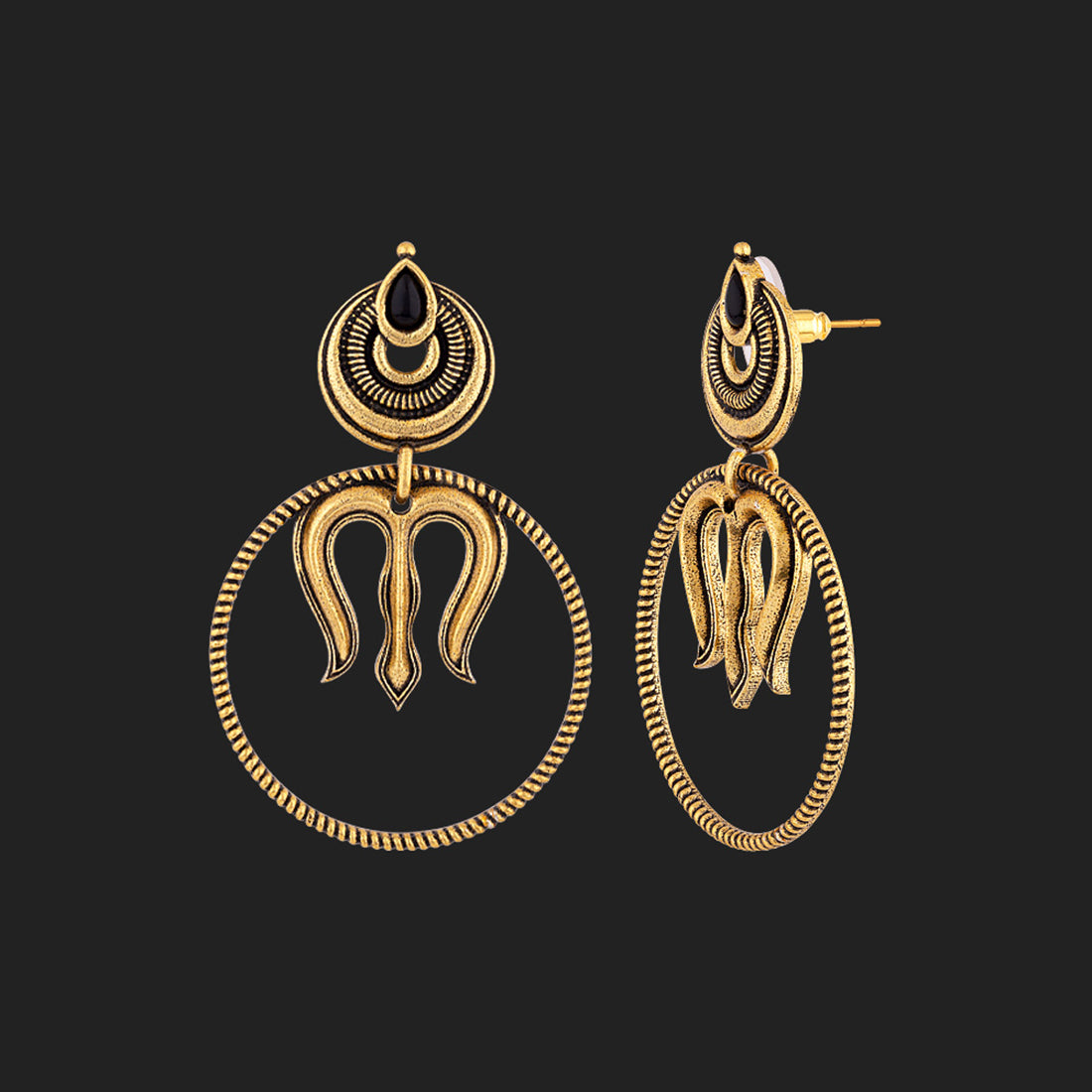 Durga Trishul and Hoop Earrings