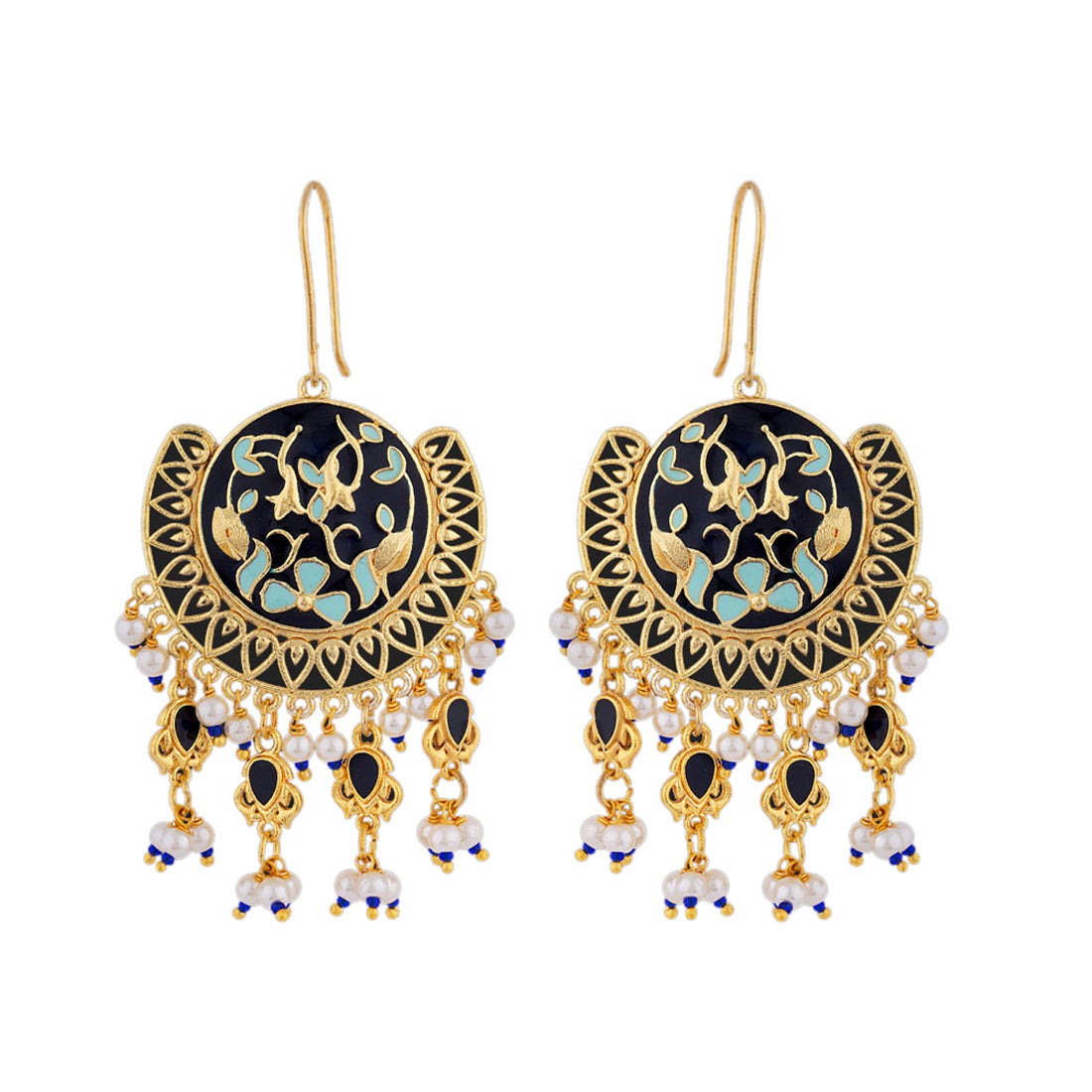 Ad stone earrings silver polish chandbali - Swarnakshi Jewelry