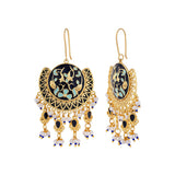 Tahira Royal Black Chand Bali Earrings
