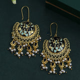 Tahira Royal Black Chand Bali Earrings