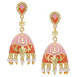 Tahira Gold and Orange Enameled Earrings