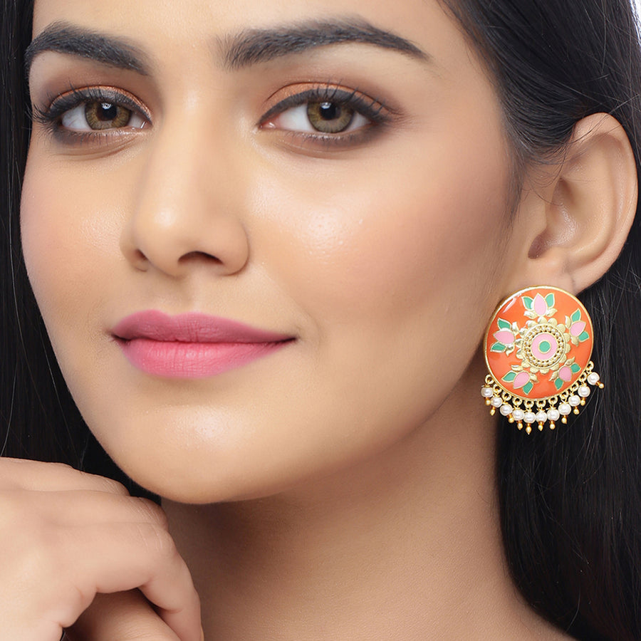 Tahira Pink Lotus Studs