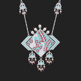Tahira Peacock Sparkling Silver Necklace